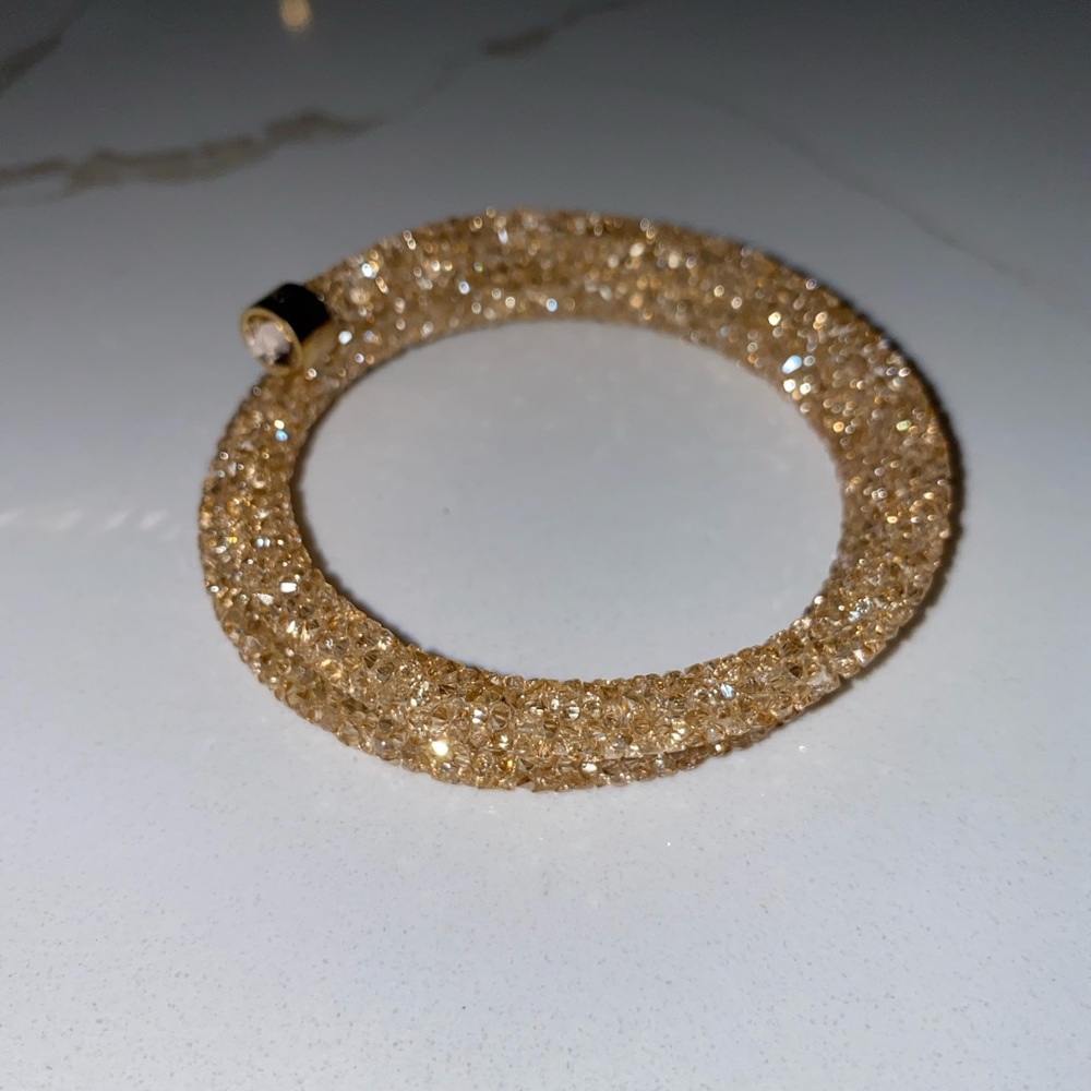 swarovski® gold crystaldust wrap bangle bracelet